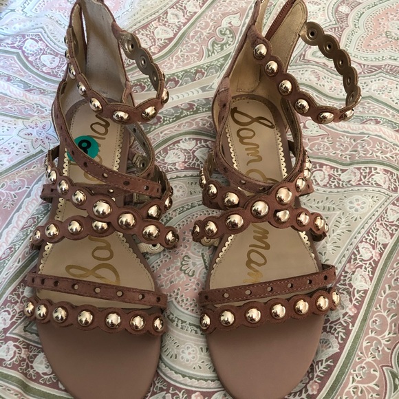 Sam Edelman Shoes - Suede straps sandals with gold accents/studs